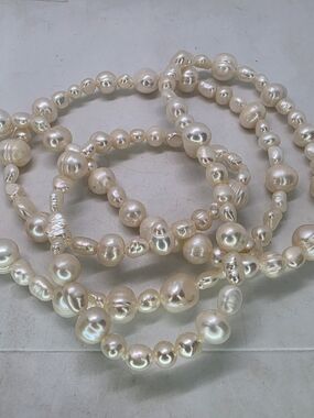 Genuine Cultured Freshwater Baroque Pearl Opera Length Endless Strand Necklace